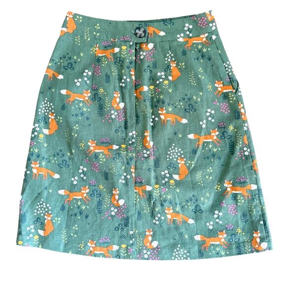 ModCloth x Princess Highway Fox Print Linen Cotton Skirt US 2 - Picture 1 of 7